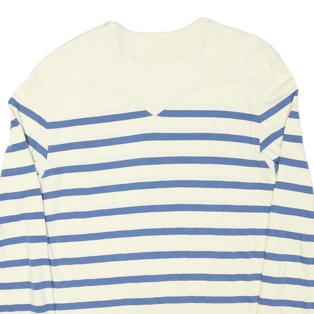 LEVI'S Mens Cream & Blue Striped Plain Crew Neck Basic Knit S Cotton Blend