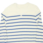 LEVI'S Mens Cream & Blue Striped Plain Crew Neck Basic Knit S Cotton Blend