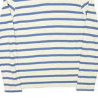 LEVI'S Mens Cream & Blue Striped Plain Crew Neck Basic Knit S Cotton Blend