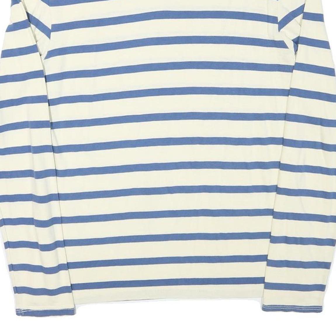 LEVI'S Mens Cream & Blue Striped Plain Crew Neck Basic Knit S Cotton Blend