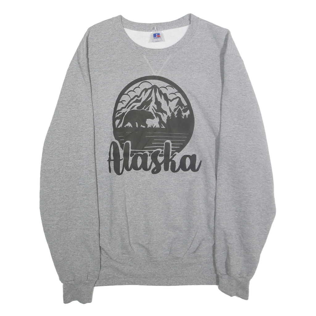 RUSSELL ATHLETIC Mens Grey Alaska Crew Neck L Sweatshirt Outdoor Graphic Print