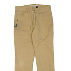 CARHARTT Mens Beige Regular Fit Straight Denim Zip Jeans W33 L32 Workwear