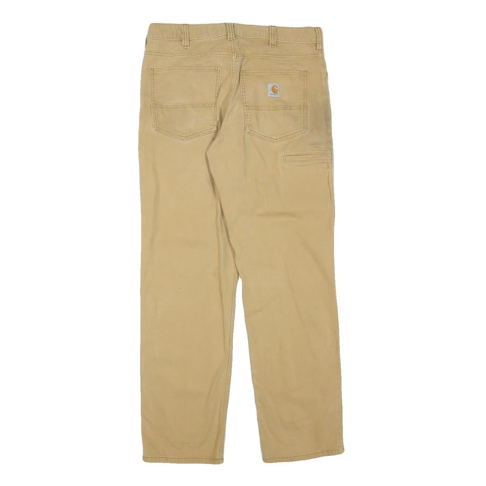 CARHARTT Mens Beige Regular Fit Straight Denim Zip Jeans W33 L32 Workwear