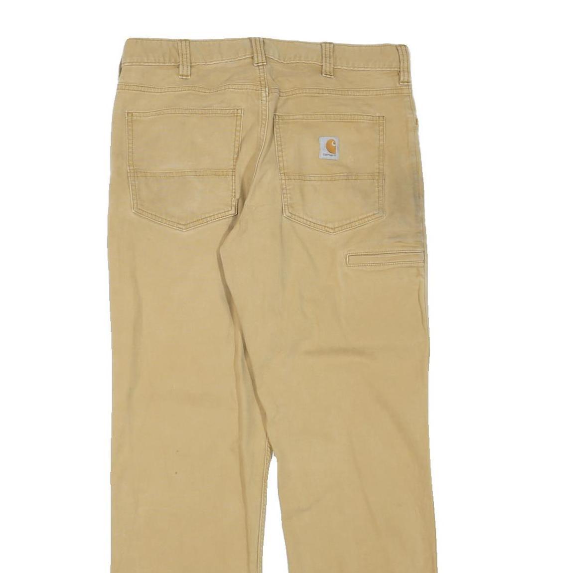 CARHARTT Mens Beige Regular Fit Straight Denim Zip Jeans W33 L32 Workwear