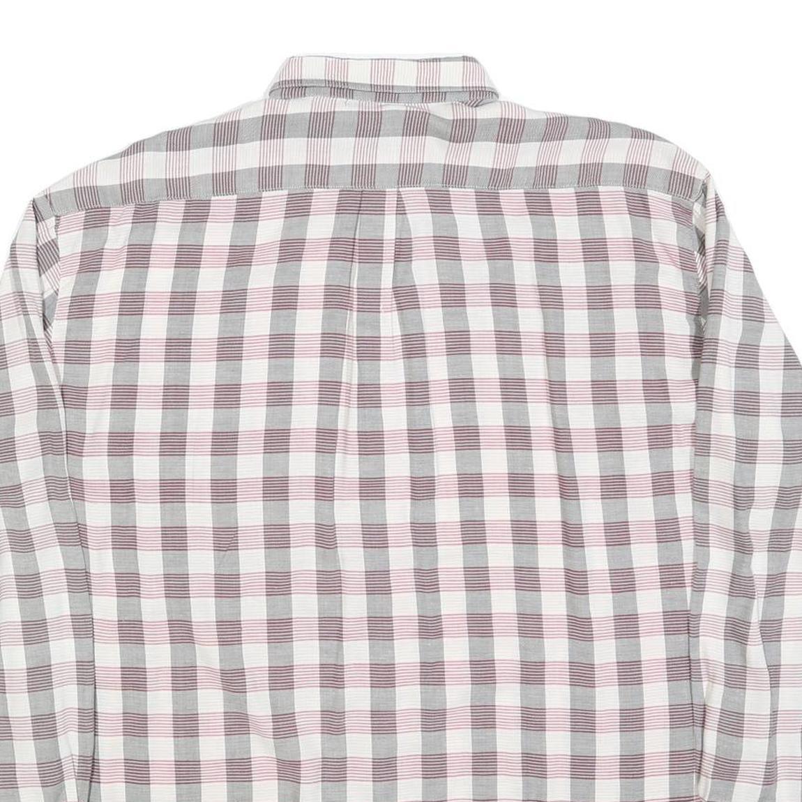 DAMINGO Mens Grey & Maroon Check Shirt XL Cotton Blend Long Sleeve Button