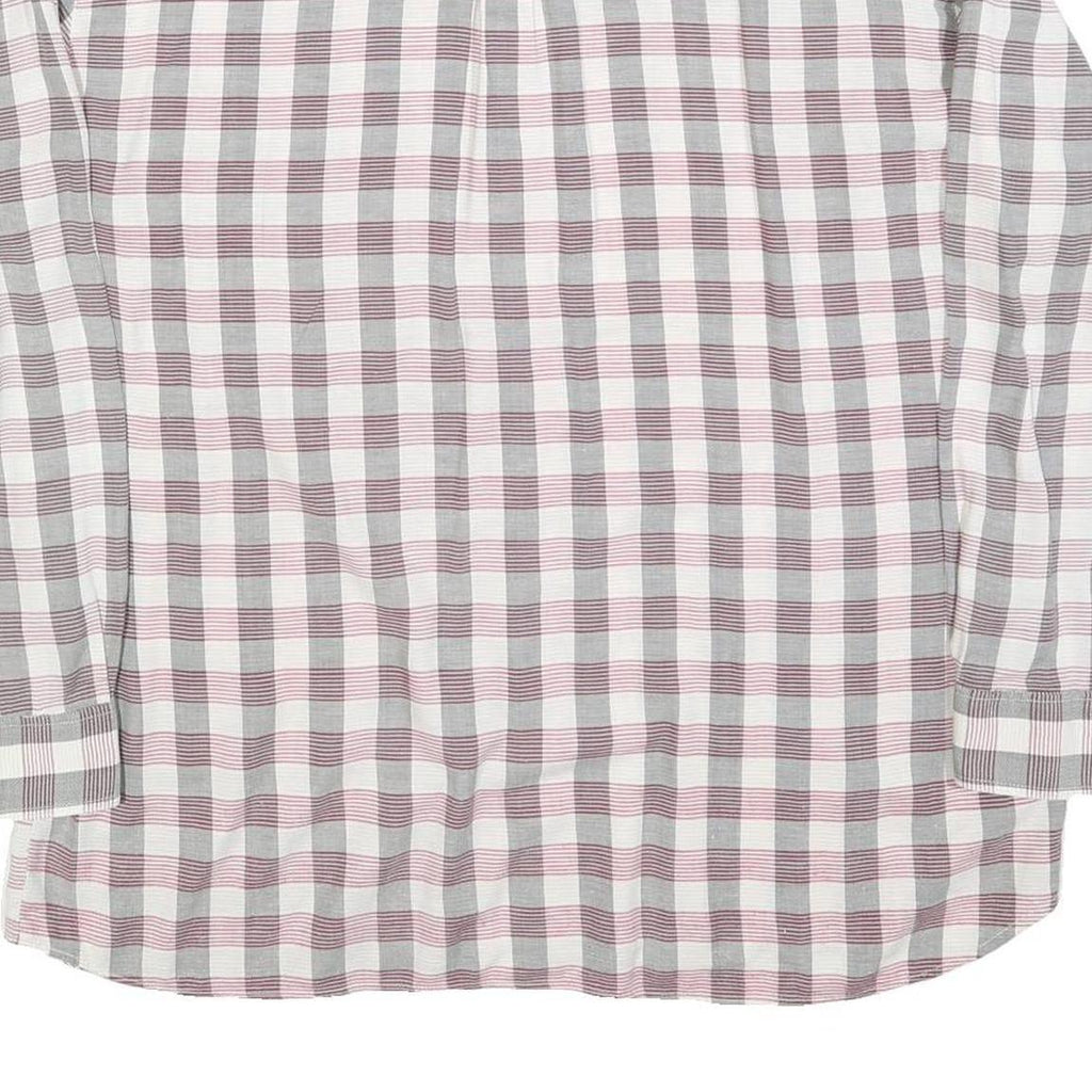 DAMINGO Mens Grey & Maroon Check Shirt XL Cotton Blend Long Sleeve Button