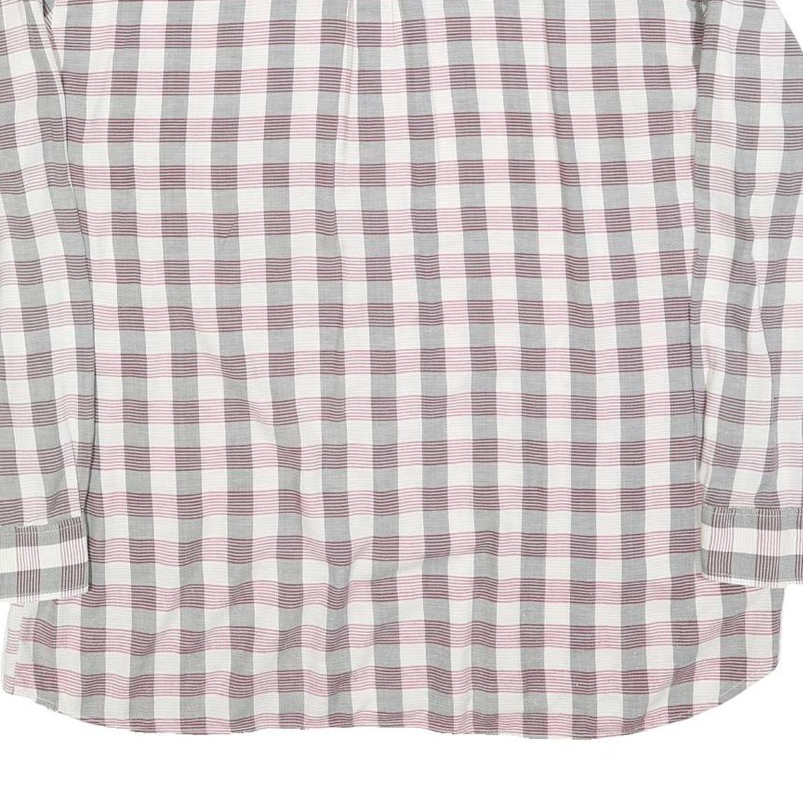 DAMINGO Mens Grey & Maroon Check Shirt XL Cotton Blend Long Sleeve Button