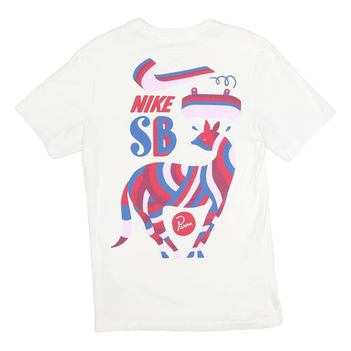 NIKE SB Mens White Graphic T-Shirt XS Short Sleeve Crew Neck Cotton Cotton