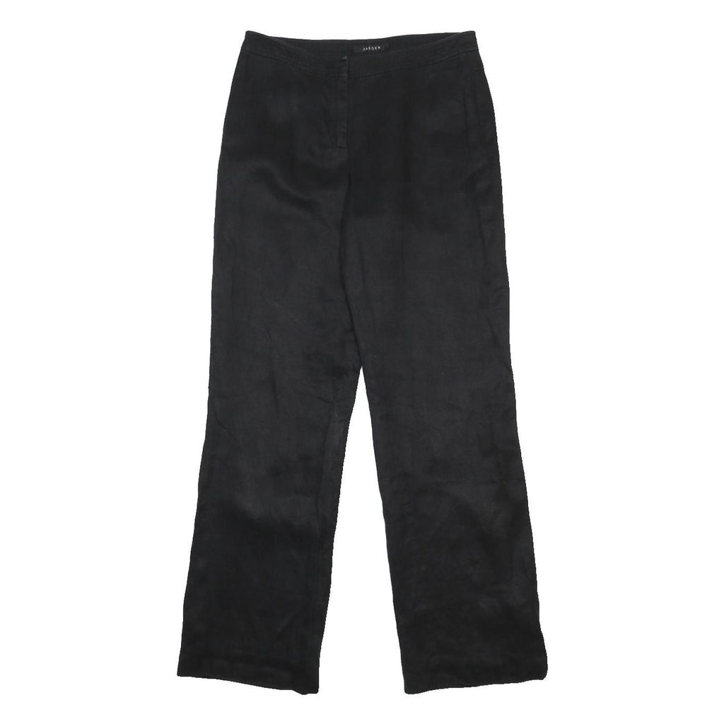 JAEGER Womens Black Relaxed Woven Trousers W28 L31 Zip Casual Wear