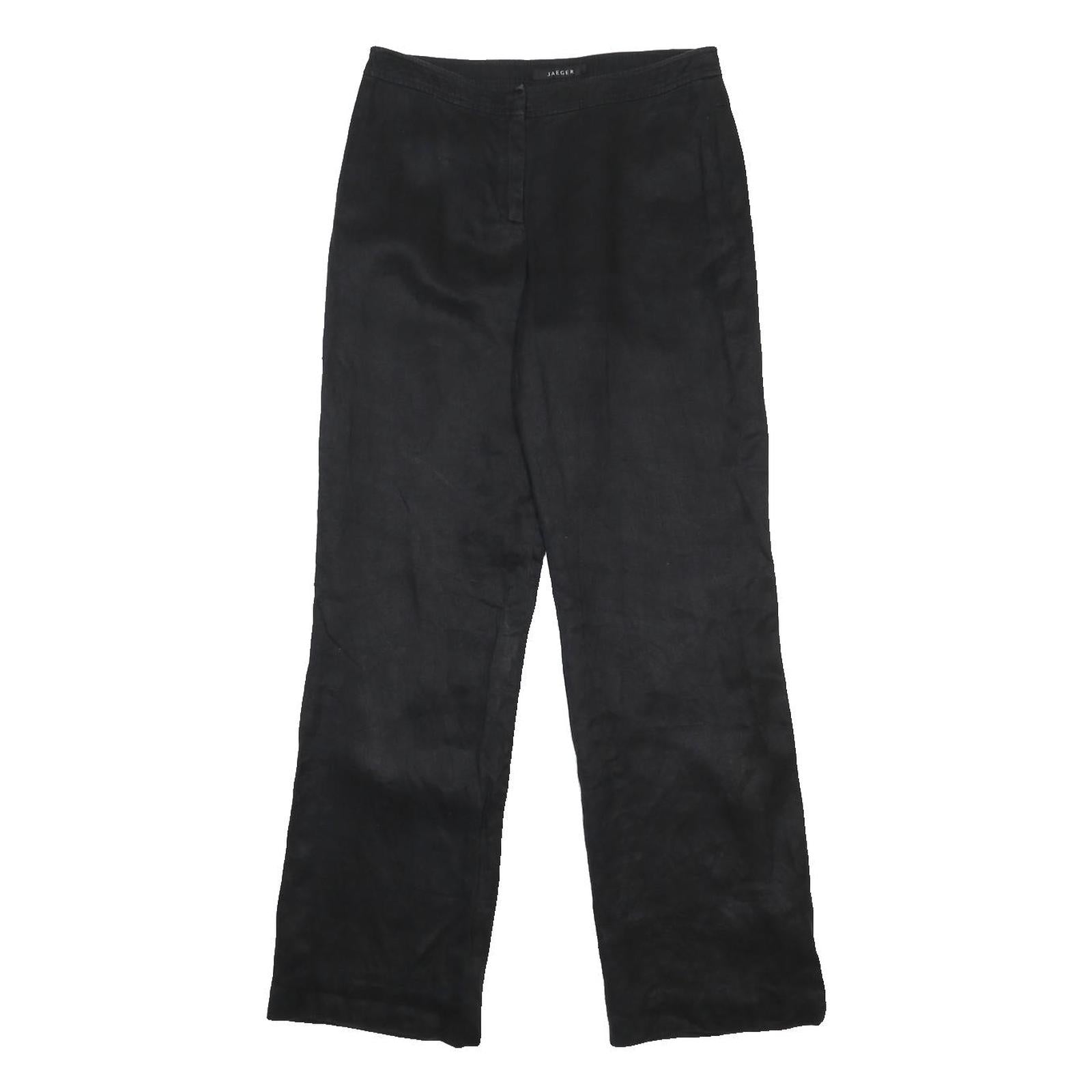 JAEGER Womens Black Relaxed Woven Trousers W28 L31 Zip Casual Wear