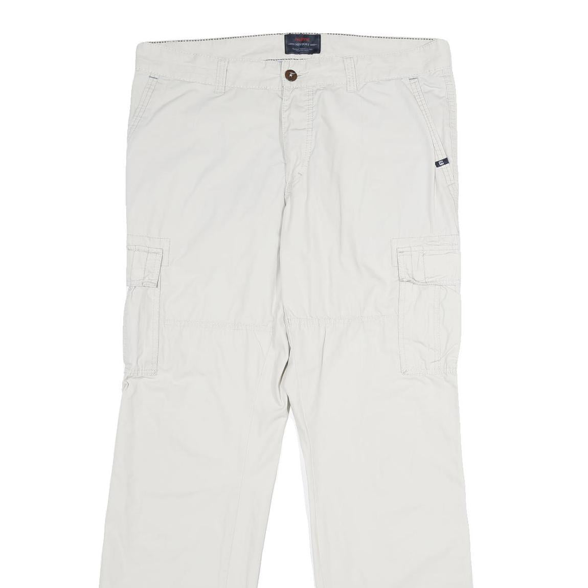 NEWPORT Mens Cotton White Regular Cargo Trousers W36 L34 Casual Zip Closure