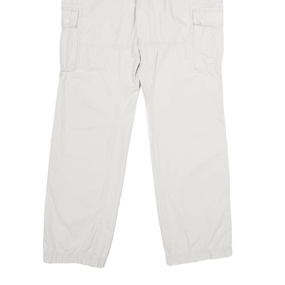 NEWPORT Mens Cotton White Regular Cargo Trousers W36 L34 Casual Zip Closure