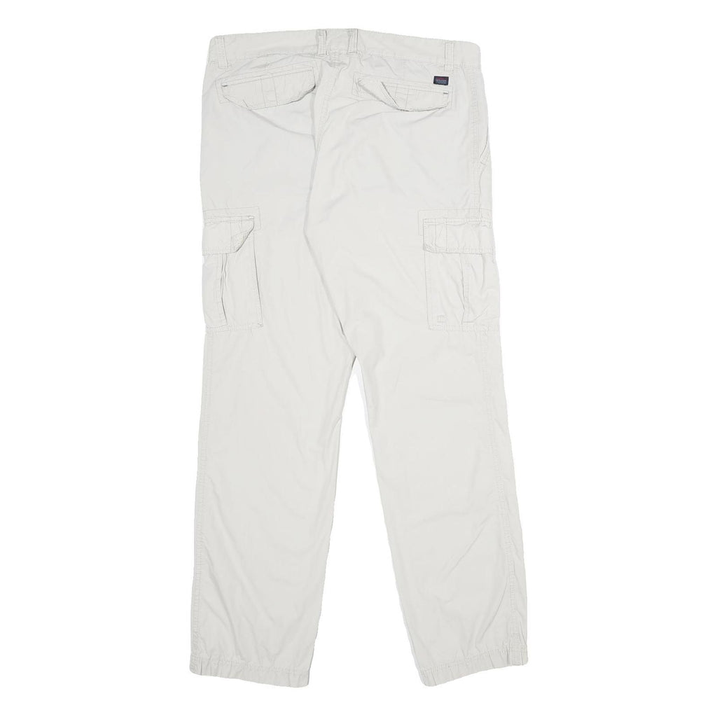 NEWPORT Mens Cotton White Regular Cargo Trousers W36 L34 Casual Zip Closure
