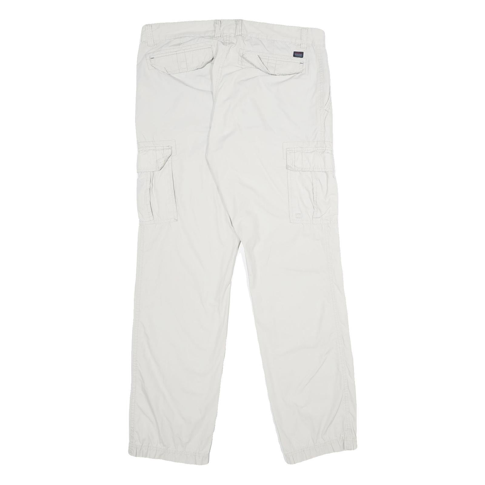 NEWPORT Mens Cotton White Regular Cargo Trousers W36 L34 Casual Zip Closure