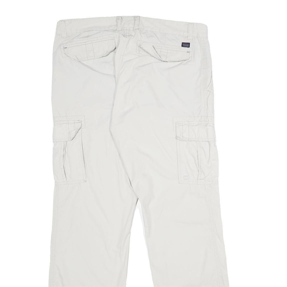 NEWPORT Mens Cotton White Regular Cargo Trousers W36 L34 Casual Zip Closure