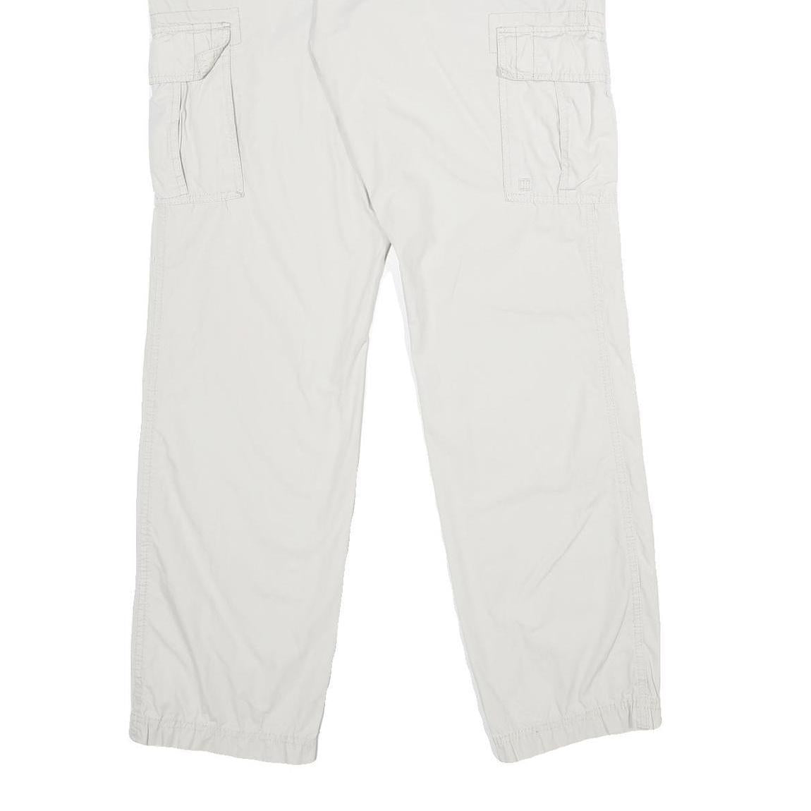 NEWPORT Mens Cotton White Regular Cargo Trousers W36 L34 Casual Zip Closure