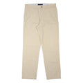 TOMMY HILFIGER Mens Beige Cotton Blend Regular Fit Trousers W34 L31 Casual Zip