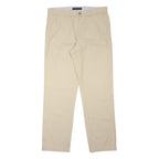 TOMMY HILFIGER Mens Beige Cotton Blend Regular Fit Trousers W34 L31 Casual Zip