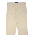 TOMMY HILFIGER Mens Beige Cotton Blend Regular Fit Trousers W34 L31 Casual Zip