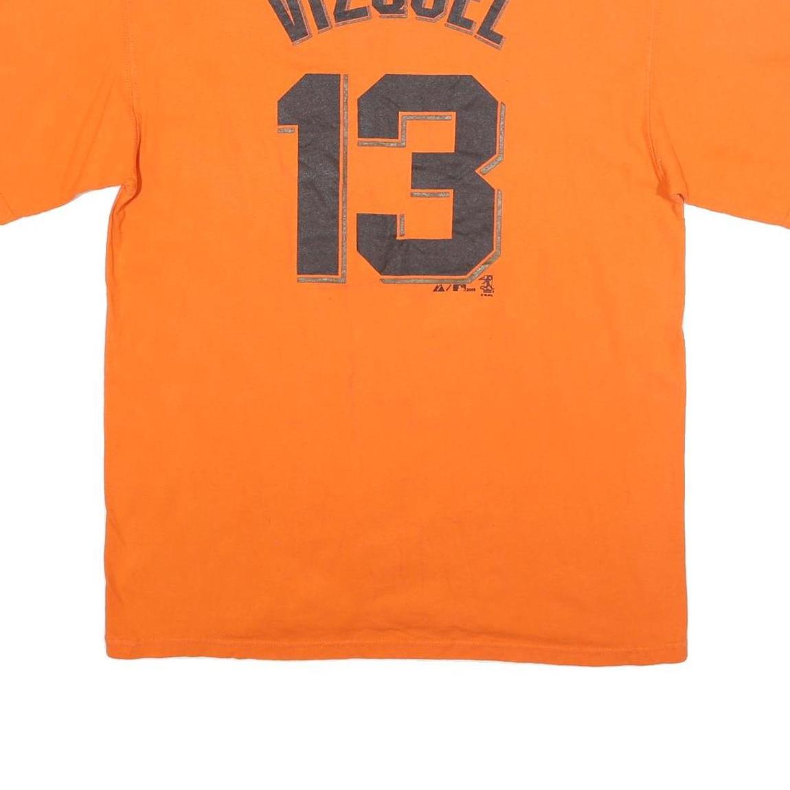 MAJESTIC Mens Orange Giants Graphic T-Shirt L Short Sleeve Crew Neck Sport Style