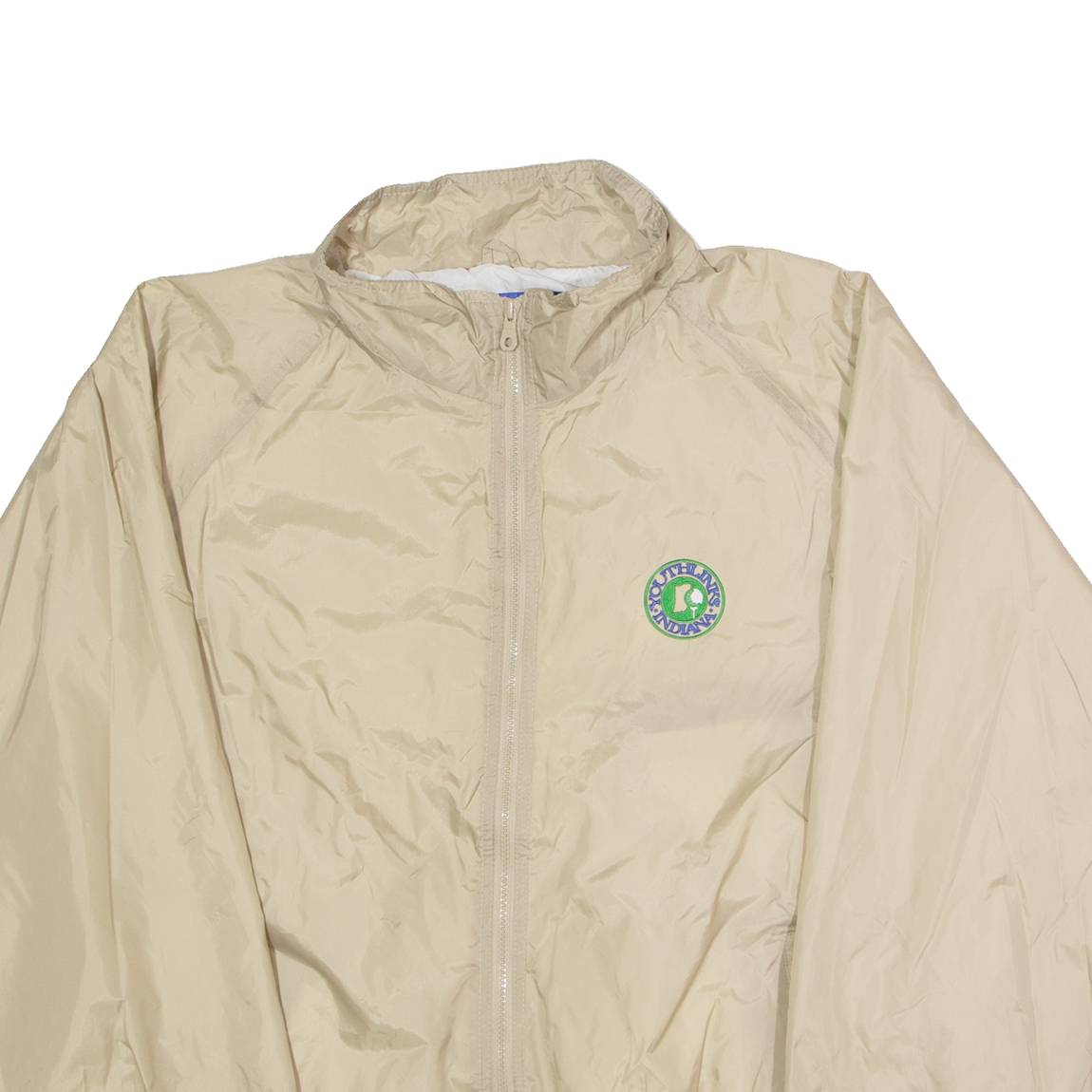 LOGO ATHLETIC Youthlinks California Mens Windbreaker Jacket Beige Nylon 90s USA XL
