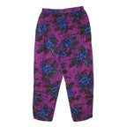 Womens Purple Relaxed Floral Trousers W27 L26 Polyester Blend Casual Comfortable