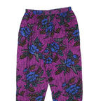 Womens Purple Relaxed Floral Trousers W27 L26 Polyester Blend Casual Comfortable
