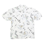 CHARLES VOGELE Womens White Canada Print Shirt S Cotton Blend Casual Short