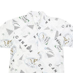 CHARLES VOGELE Womens White Canada Print Shirt S Cotton Blend Casual Short