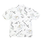 CHARLES VOGELE Womens White Canada Print Shirt S Cotton Blend Casual Short