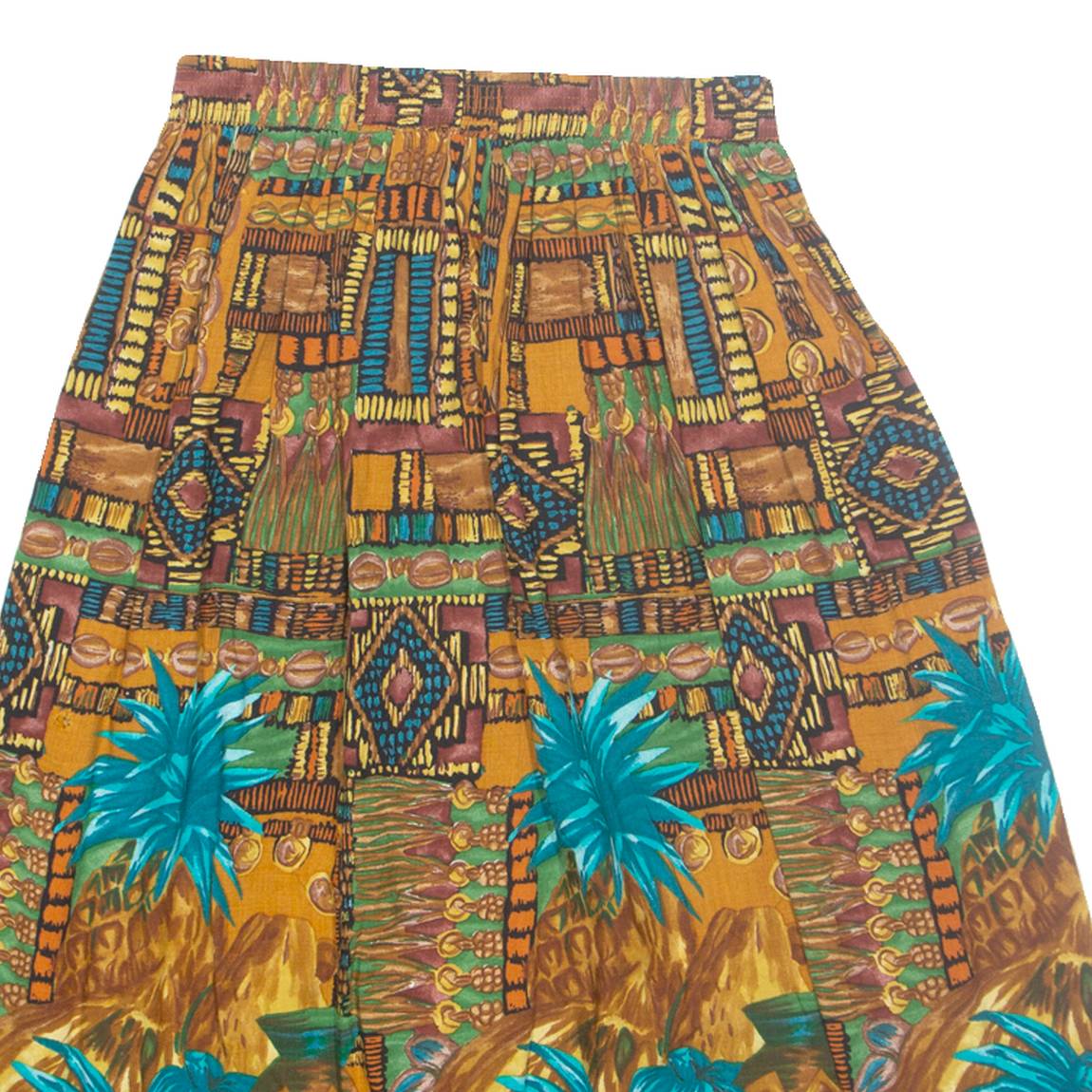 CONNECTIONS Womens A-Line Skirt Yellow Midi Crazy Pattern XS