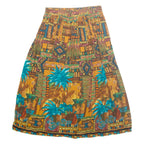 CONNECTIONS Womens A-Line Skirt Yellow Midi Crazy Pattern XS