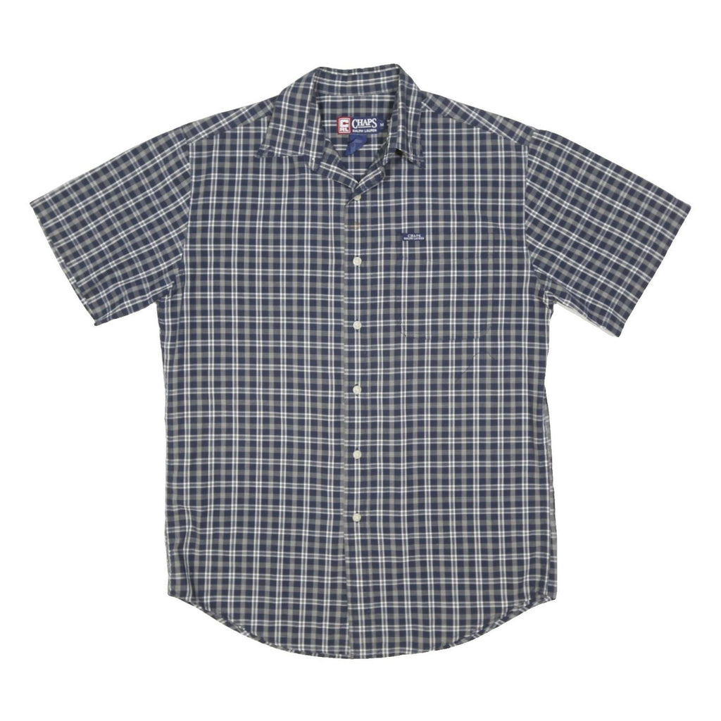CHAPS RALPH LAUREN Mens Blue & White Checked Shirt M Short Sleeve Casual