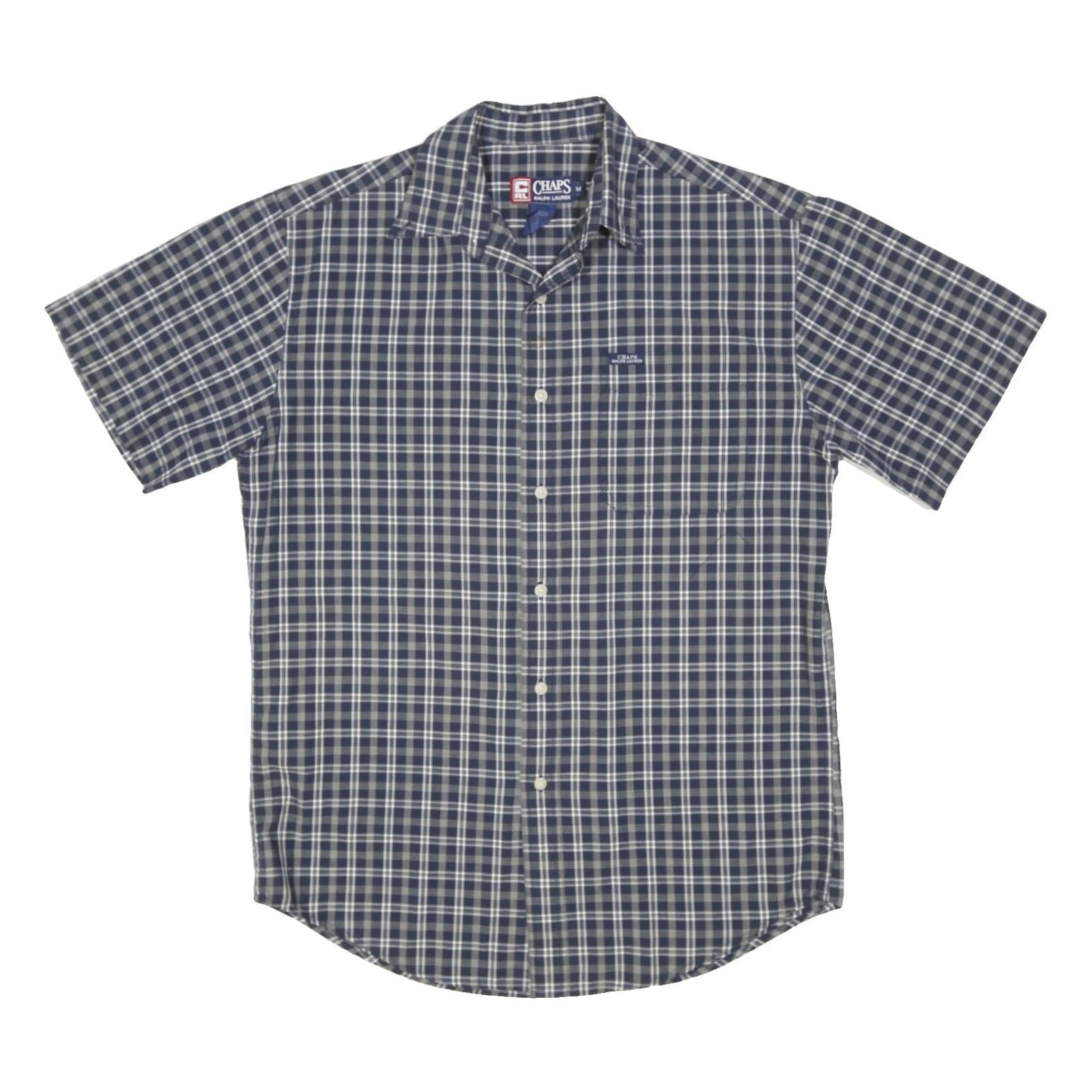 CHAPS RALPH LAUREN Mens Blue & White Checked Shirt M Short Sleeve Casual