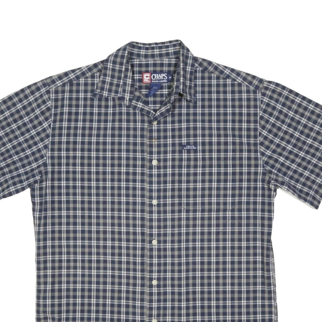 CHAPS RALPH LAUREN Mens Blue & White Checked Shirt M Short Sleeve Casual