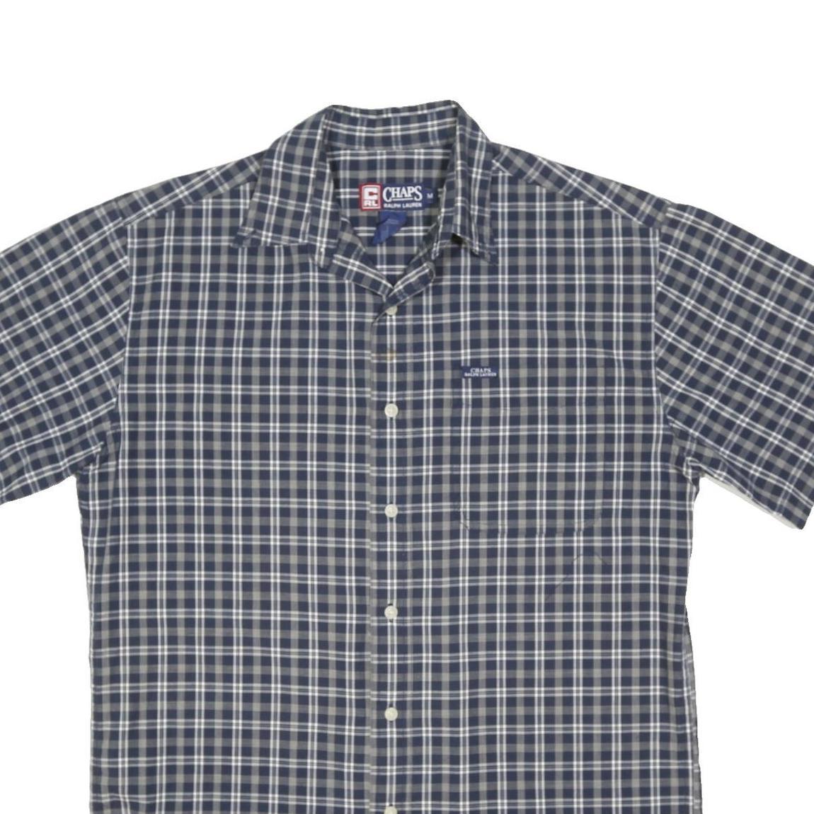CHAPS RALPH LAUREN Mens Blue & White Checked Shirt M Short Sleeve Casual