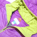 COLUMBIA Womens Purple & Yellow Hooded Zip Jacket L Polyester Quilted Outdoor