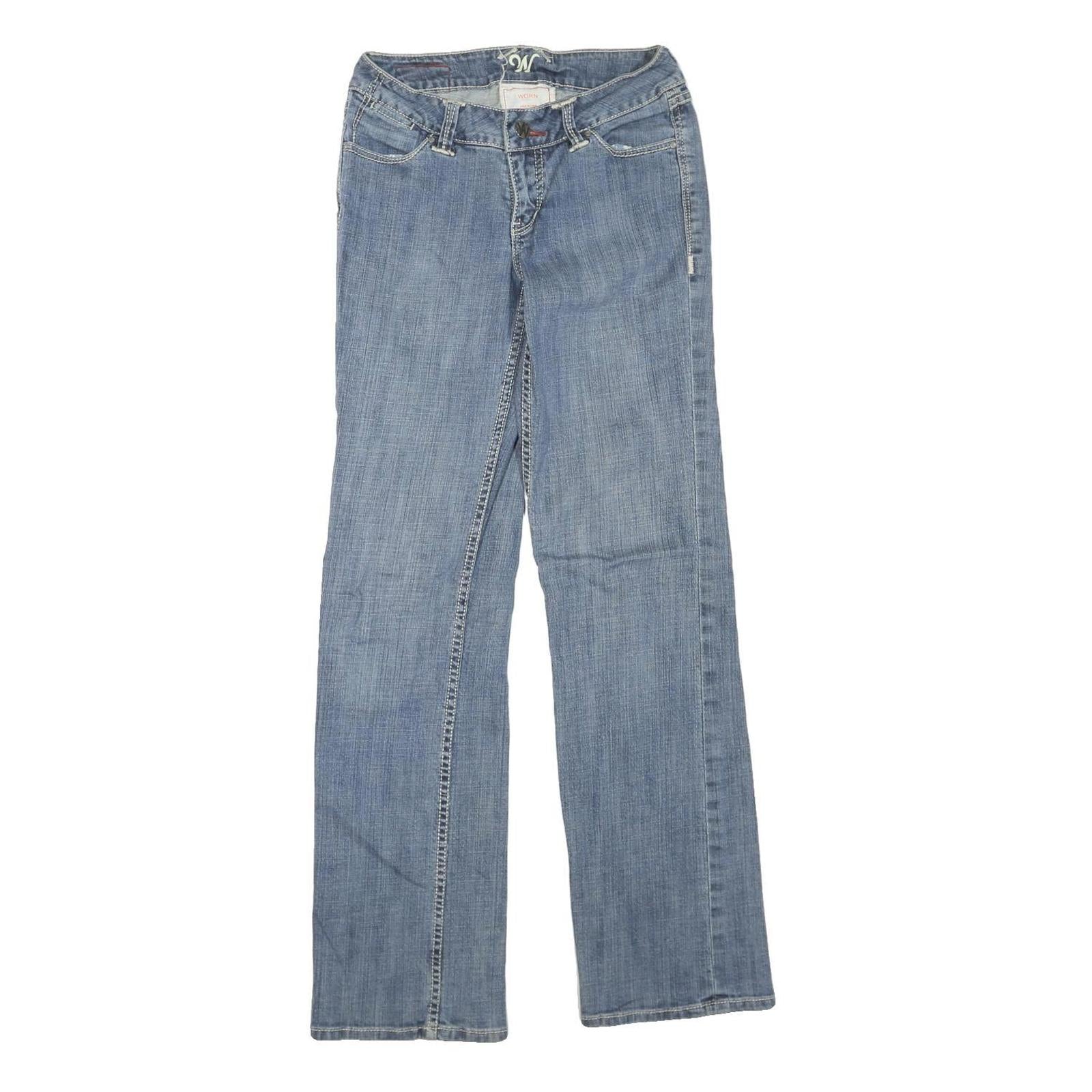WORN Womens Regular Fit Blue Denim Jeans W28 L33 Classic Cotton Blend Zip