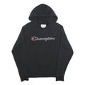 CHAMPION Mens Black Pullover Hoodie M Classic Logo Sweatshirt Cotton Blend
