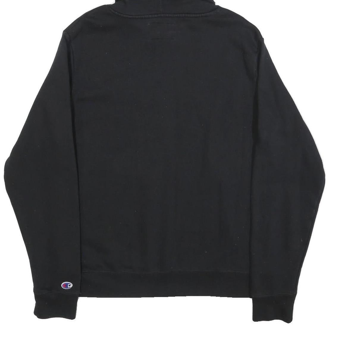 CHAMPION Mens Black Pullover Hoodie M Classic Logo Sweatshirt Cotton Blend