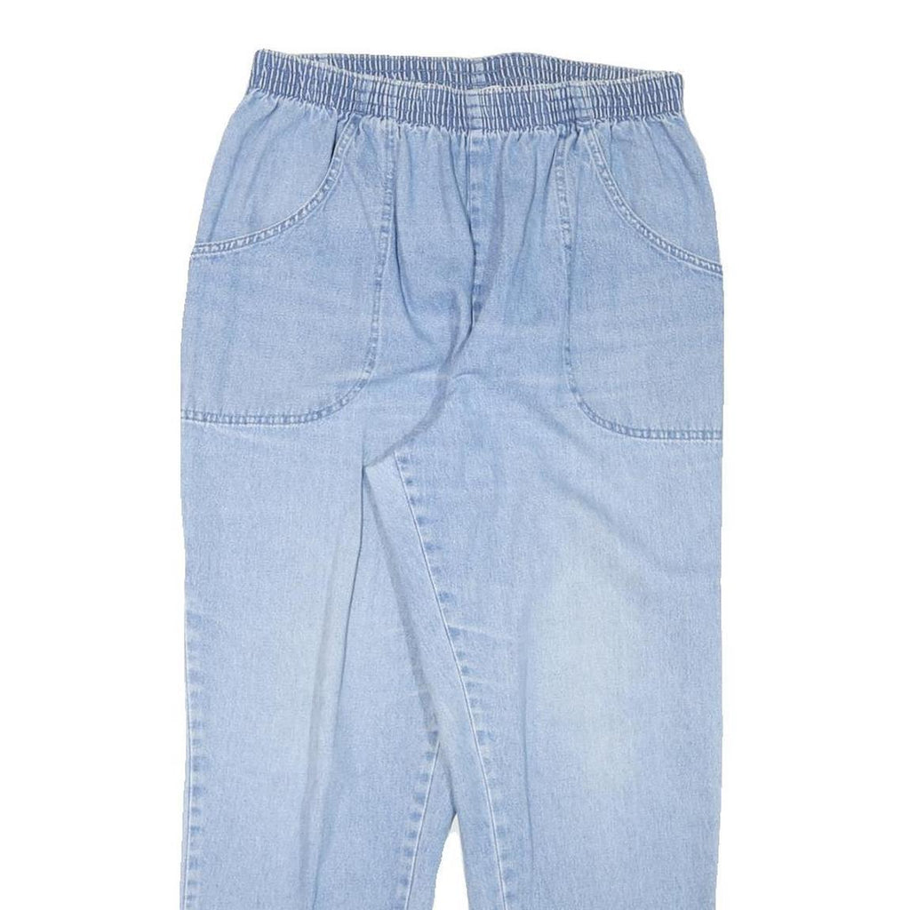 CASCADE Womens Jeans Blue Relaxed Mom Denim Light W28 L27 Elastic Waist