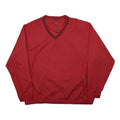 NIKE Mens Red Golf Jacket 2XL Nylon Plain Long Sleeve V Neck Athletic
