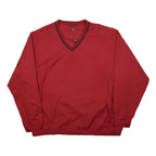 NIKE Mens Red Golf Jacket 2XL Nylon Plain Long Sleeve V Neck Athletic