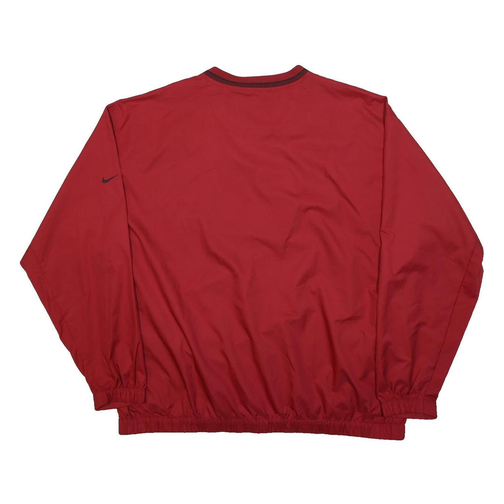 NIKE Mens Red Golf Jacket 2XL Nylon Plain Long Sleeve V Neck Athletic