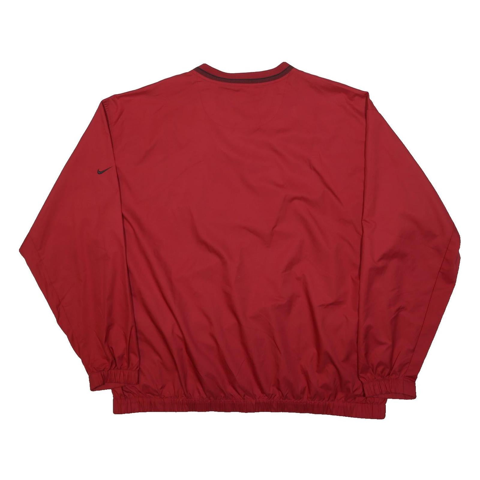 NIKE Mens Red Golf Jacket 2XL Nylon Plain Long Sleeve V Neck Athletic