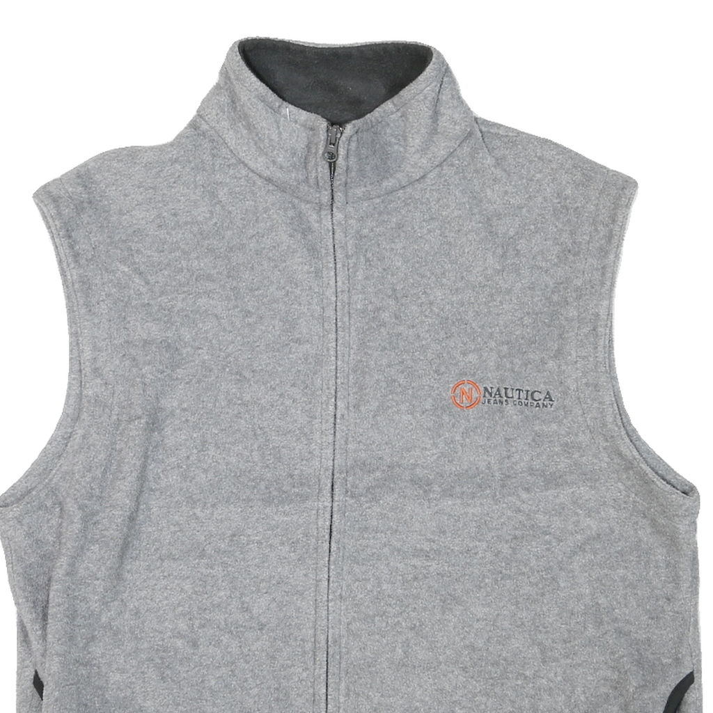 NAUTICA Mens Grey Polyester Blend Zip Jacket L Fleece Comfortable Casual