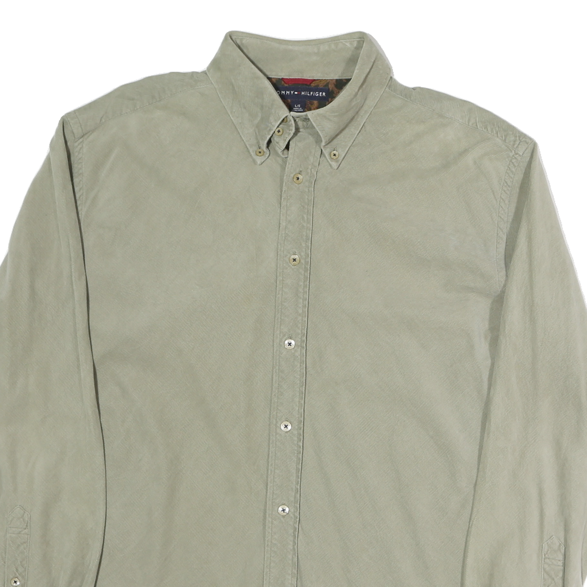 TOMMY HILFIGER Mens Beige Cotton Shirt S Button-Down Collar Long Sleeve Casual