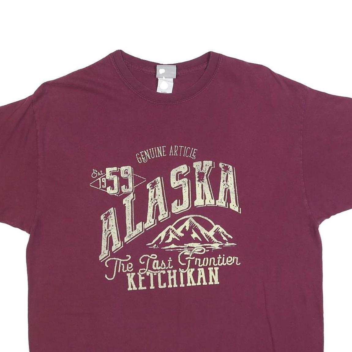 MV SPORT Womens Maroon Alaska Graphic T-Shirt XL Short Sleeve Crew Neck Cotton