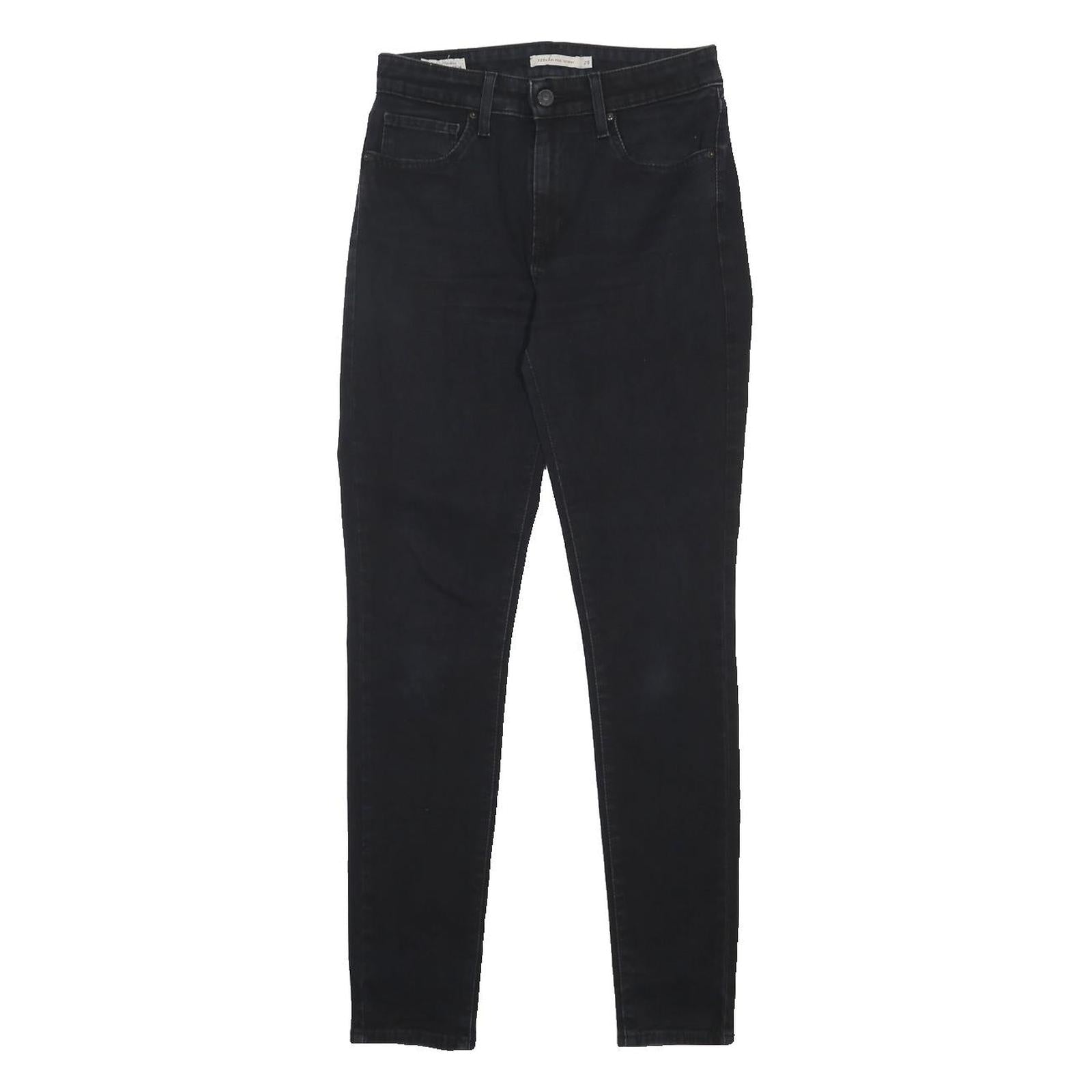 LEVI'S 721 BIG E Womens Slim Black Denim Slim W28 L30 Classic Zip Jeans