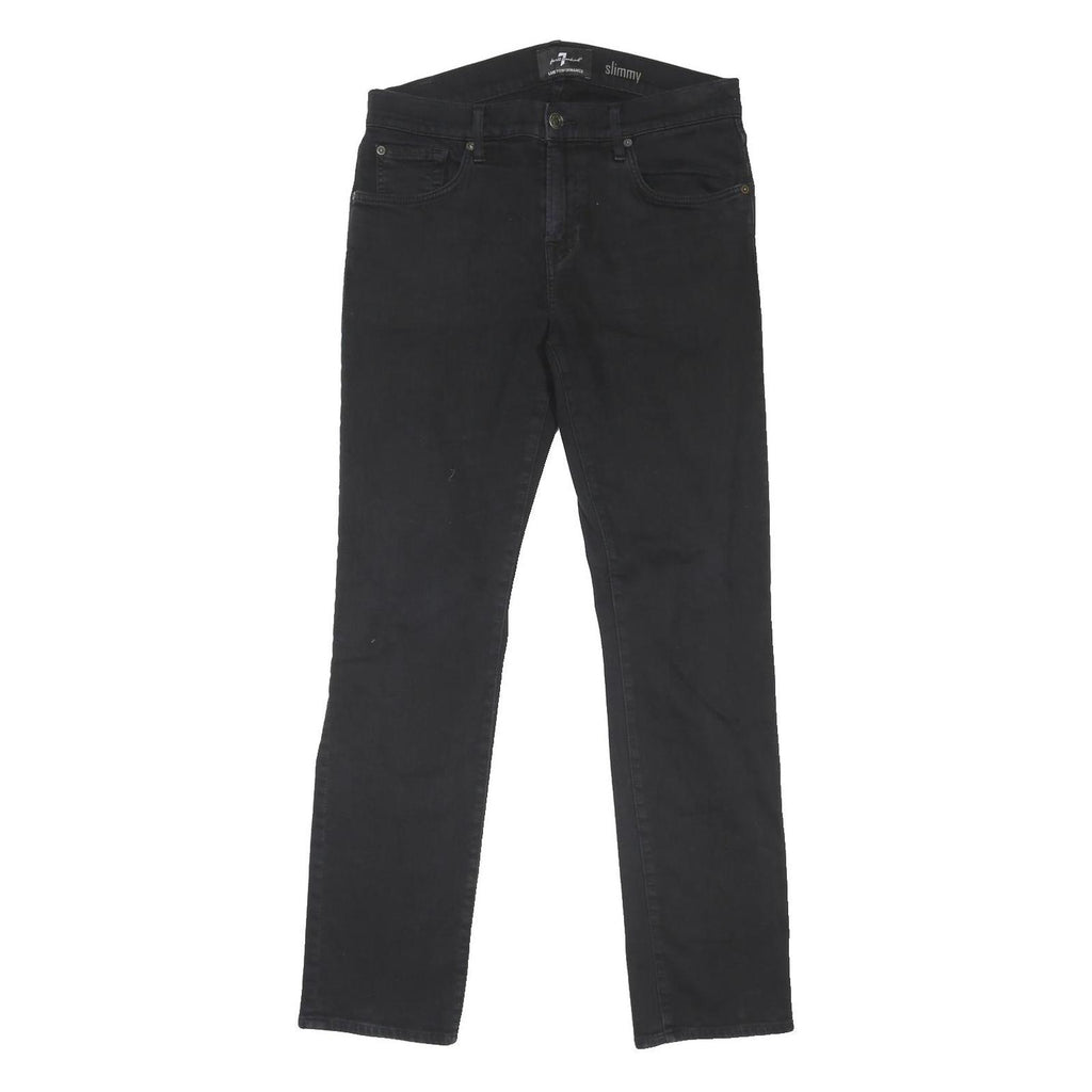7 FOR ALL MANKIND Womens Jeans Black Slim Skinny Denim W34 L32 Button Closure
